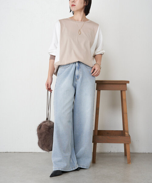 Jena espace merveilleux(ジェナ エスパスメルヴェイユ)の「配色ドルマンカットソー(Tシャツ/カットソー・レディース・ベージュ/ブラック/カーキ・FREE)」の11枚目の写真