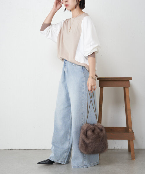 Jena espace merveilleux(ジェナ エスパスメルヴェイユ)の「配色ドルマンカットソー(Tシャツ/カットソー・レディース・ベージュ/ブラック/カーキ・FREE)」の12枚目の写真