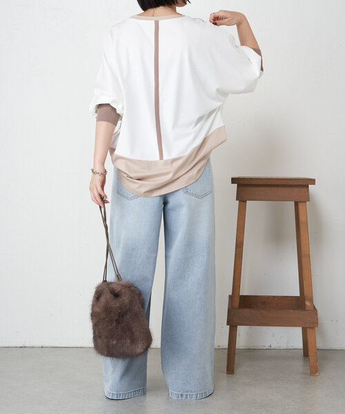 Jena espace merveilleux(ジェナ エスパスメルヴェイユ)の「配色ドルマンカットソー(Tシャツ/カットソー・レディース・ベージュ/ブラック/カーキ・FREE)」の13枚目の写真