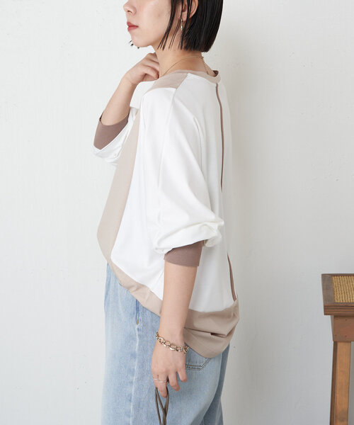 Jena espace merveilleux(ジェナ エスパスメルヴェイユ)の「配色ドルマンカットソー(Tシャツ/カットソー・レディース・ベージュ/ブラック/カーキ・FREE)」の16枚目の写真