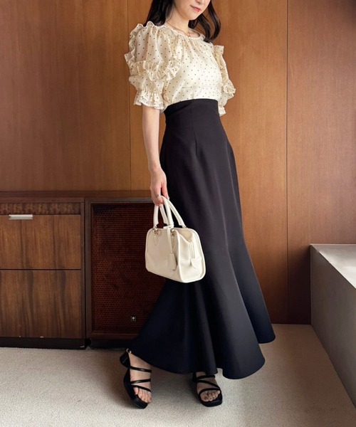 one after another NICE CLAUP（ワンアフターアナザーナイスクラップ）の「【WEB限定商品】バックレースアップマーメイドスカート（スカート・レディース・ブラック/ブラウン系その他/ベージュ系その他・SMALL/LARGE/MEDIUM）」の4枚目の写真