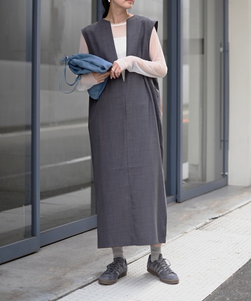 Marient(マリエント)の「キーネックロングOP(ワンピース・レディース・ブラック/チャコール/ブラウン・FREE)」の2枚目の写真