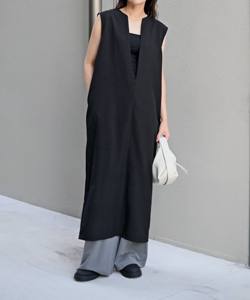 Marient(マリエント)の「キーネックロングOP(ワンピース・レディース・ブラック/チャコール/ブラウン・FREE)」の4枚目の写真