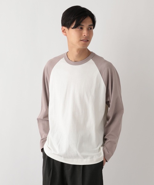 GLOBAL WORK Smile Seed Store（グローバルワーク スマイルシードストア）の「コットンラグランTシャツ長袖/115923（Tシャツ/カットソー・メンズ・ホワイト×ブラウン/ホワイト×ブラック・SMALL/LARGE/MEDIUM/X-LARGE）」の2枚目の写真