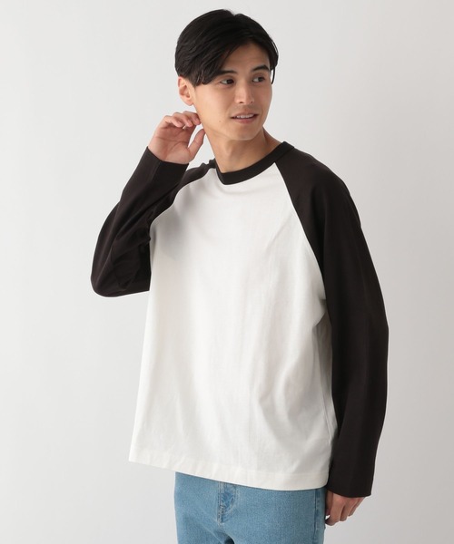 GLOBAL WORK Smile Seed Store（グローバルワーク スマイルシードストア）の「コットンラグランTシャツ長袖/115923（Tシャツ/カットソー・メンズ・ホワイト×ブラウン/ホワイト×ブラック・SMALL/LARGE/MEDIUM/X-LARGE）」の22枚目の写真