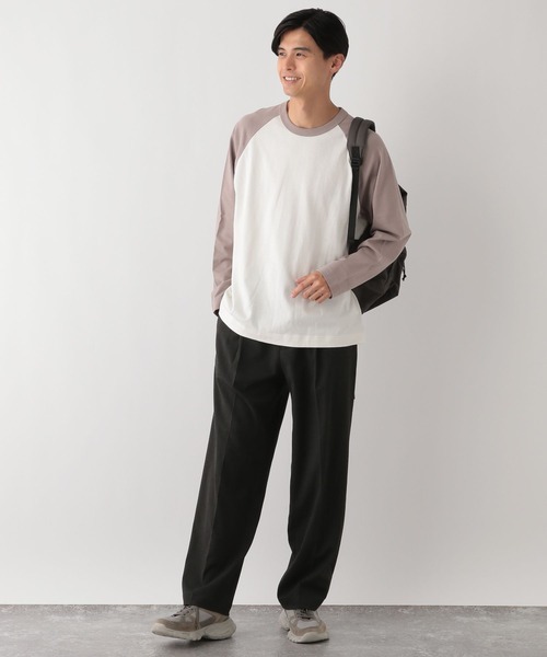 GLOBAL WORK Smile Seed Store（グローバルワーク スマイルシードストア）の「コットンラグランTシャツ長袖/115923（Tシャツ/カットソー・メンズ・ホワイト×ブラウン/ホワイト×ブラック・SMALL/LARGE/MEDIUM/X-LARGE）」の14枚目の写真