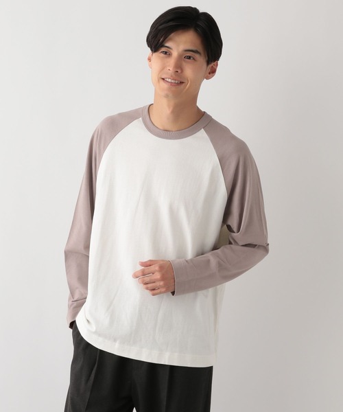 GLOBAL WORK Smile Seed Store（グローバルワーク スマイルシードストア）の「コットンラグランTシャツ長袖/115923（Tシャツ/カットソー・メンズ・ホワイト×ブラウン/ホワイト×ブラック・SMALL/LARGE/MEDIUM/X-LARGE）」の7枚目の写真