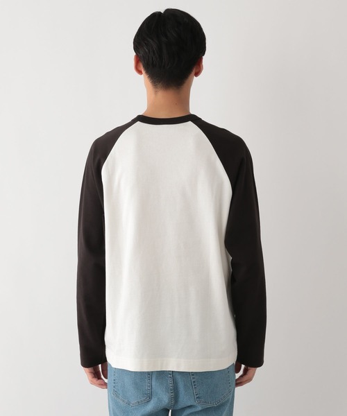 GLOBAL WORK Smile Seed Store（グローバルワーク スマイルシードストア）の「コットンラグランTシャツ長袖/115923（Tシャツ/カットソー・メンズ・ホワイト×ブラウン/ホワイト×ブラック・SMALL/LARGE/MEDIUM/X-LARGE）」の10枚目の写真