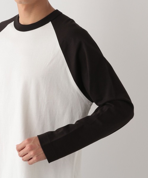 GLOBAL WORK Smile Seed Store（グローバルワーク スマイルシードストア）の「コットンラグランTシャツ長袖/115923（Tシャツ/カットソー・メンズ・ホワイト×ブラウン/ホワイト×ブラック・SMALL/LARGE/MEDIUM/X-LARGE）」の12枚目の写真