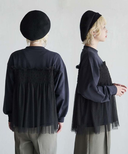 zootie（ズーティー）の「ドットチュール ドッキングカットソー（Tシャツ/カットソー・レディース・ブラウン/ネイビー/グレイッシュベージュ/ブラック・フリー）」の8枚目の写真