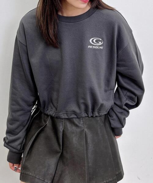 INGNI（イング）の「裾ドロストメタルロゴショートスウェットトップス（スウェット・レディース・オフホワイト/バーガンディー/ブラック/チャコールグレー・M）」の3枚目の写真