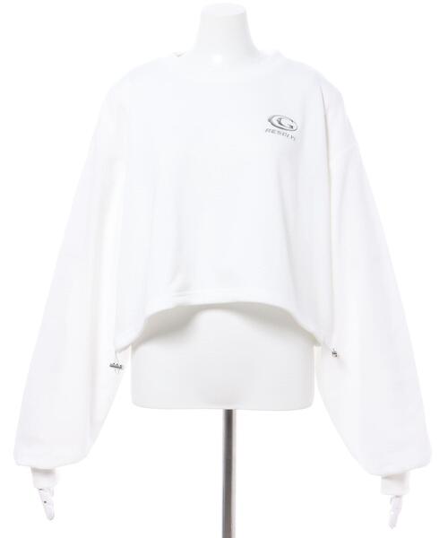 INGNI（イング）の「裾ドロストメタルロゴショートスウェットトップス（スウェット・レディース・オフホワイト/バーガンディー/ブラック/チャコールグレー・M）」の5枚目の写真