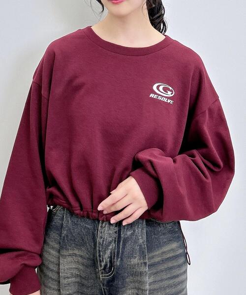 INGNI（イング）の「裾ドロストメタルロゴショートスウェットトップス（スウェット・レディース・オフホワイト/バーガンディー/ブラック/チャコールグレー・M）」の8枚目の写真