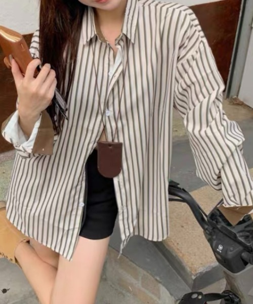 ストライプオーバーシャツ STYLEMIXER | ストライプオーバーシャツ (シャツ・ブラウス ) |SHEL