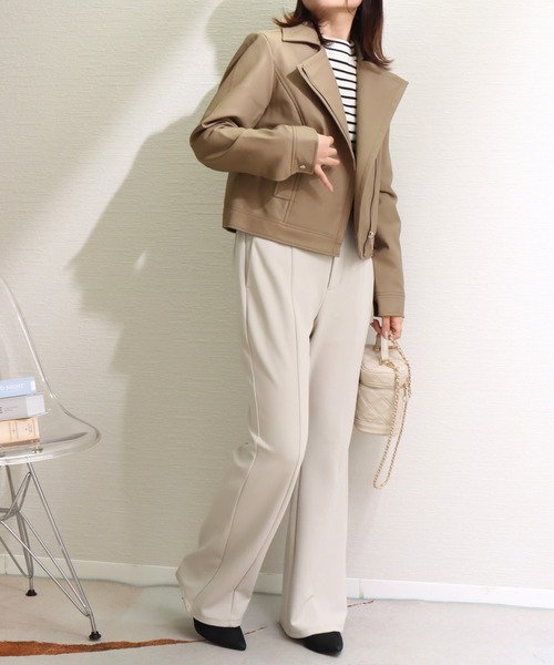 libelle more（リベル モア）の「エコレザーライダースジャケット（ライダースジャケット・レディース・ベージュ/アイボリー/ブラック・M/L）」の14枚目の写真