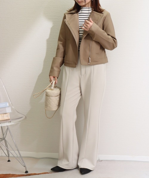 libelle more（リベル モア）の「エコレザーライダースジャケット（ライダースジャケット・レディース・ベージュ/アイボリー/ブラック・M/L）」の15枚目の写真