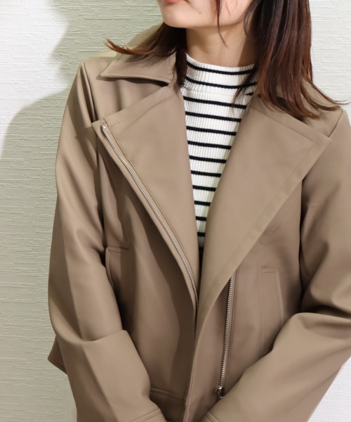 libelle more（リベル モア）の「エコレザーライダースジャケット（ライダースジャケット・レディース・ベージュ/アイボリー/ブラック・M/L）」の18枚目の写真