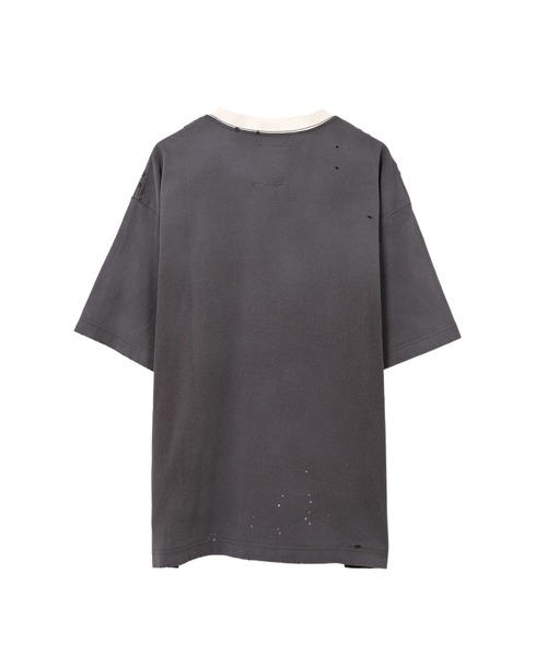 Smily Face Print Distressed Ringer T-shirt（Tシャツ