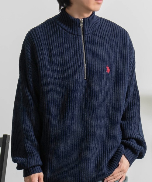 『U.S. POLO ASSN/ユーエスポロアッスン』7G片畦編みハーフジップ長袖ニット（ニット/セーター）｜U.S. POLO ASSN.（ユーエスポロアッスン）