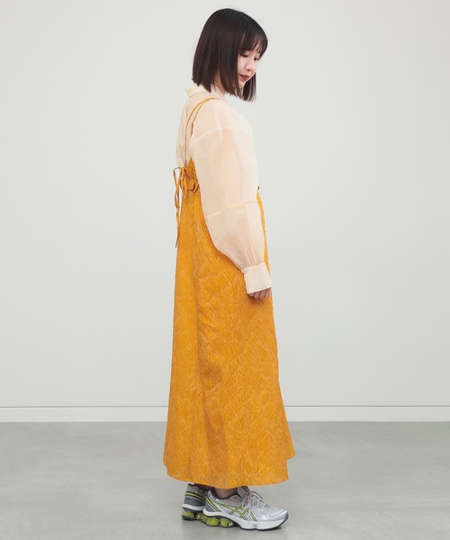 Ray BEAMS（レイビームス）の「フクレ ジャカード フリル キャミ ワンピース（ワンピース・レディース・ブラック/イエロー・1/0）」の5枚目の写真