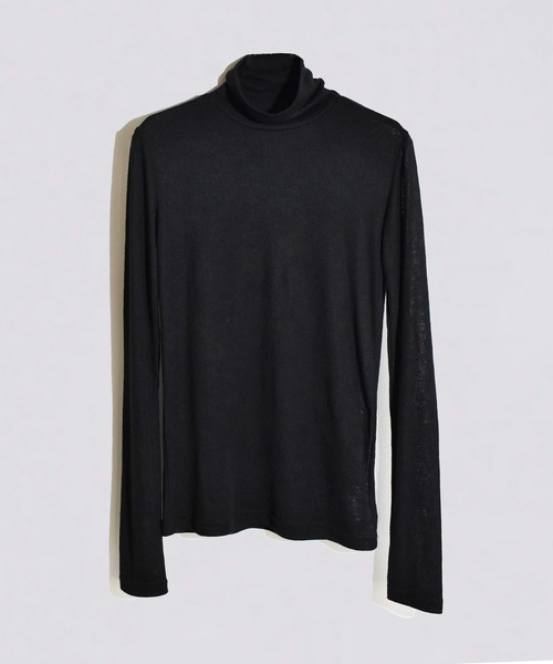 kiehtova(キエトヴァ)の「【kiehtova】SHEER LONG TURTLE TOPS/シアー ロング タートル トップス KTWR14 ※(Tシャツ/カットソー・レディース・ブラック/ネイビー・FREE)」の1枚目の写真