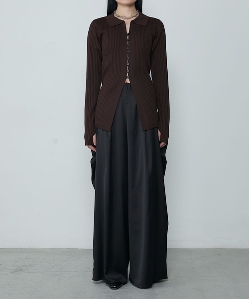 Satin drape relaxing wide pants / サテン ドレープ リラクシング ワイドパンツ（その他パンツ）｜le ELMi（ルエルミ）