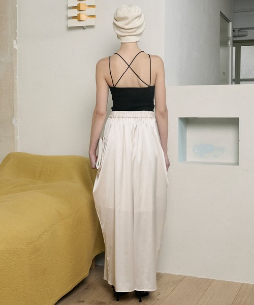 セール】Satin drape relaxing wide pants / サテン ドレープ