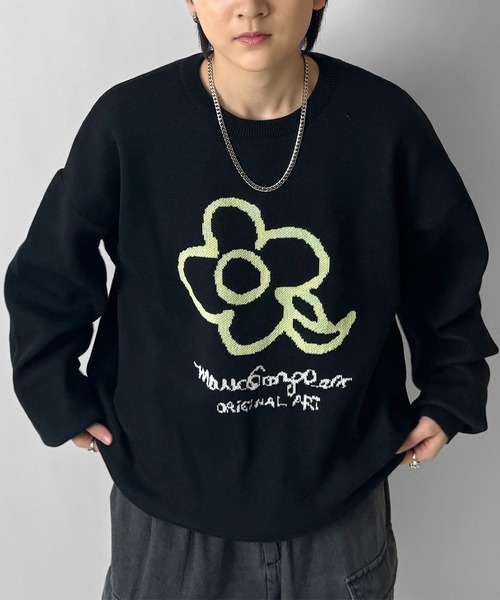 Mark Gonzales(マーク・ゴンザレス)の「マークゴンザレスジャガードニット(ニット/セーター・レディース・グリーン/オフホワイト/ホワイト系その他/ブラック系その他/ブルー系その他/ブラック・M/L)」の4枚目の写真