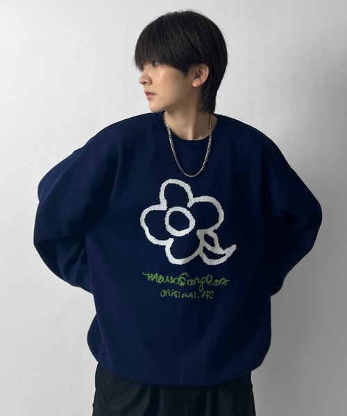 Mark Gonzales(マーク・ゴンザレス)の「マークゴンザレスジャガードニット(ニット/セーター・レディース・グリーン/オフホワイト/ホワイト系その他/ブラック系その他/ブルー系その他/ブラック・M/L)」の6枚目の写真