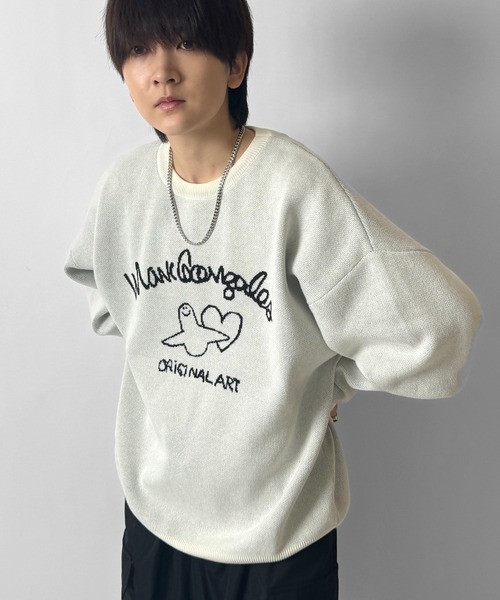 Mark Gonzales(マーク・ゴンザレス)の「マークゴンザレスジャガードニット(ニット/セーター・レディース・グリーン/オフホワイト/ホワイト系その他/ブラック系その他/ブルー系その他/ブラック・M/L)」の11枚目の写真