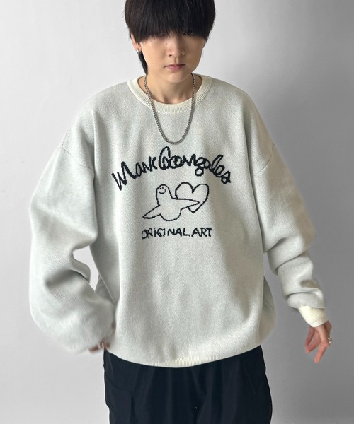 Mark Gonzales(マーク・ゴンザレス)の「マークゴンザレスジャガードニット(ニット/セーター・レディース・グリーン/オフホワイト/ホワイト系その他/ブラック系その他/ブルー系その他/ブラック・M/L)」の12枚目の写真