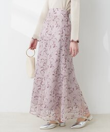 natural couture | 長さ変えれるチュール刺繍レーススカート(スカート)