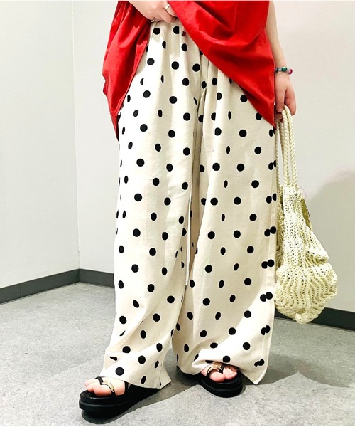 セザンヌ 綿麻混紡 7/8丈 ドット柄 パンツ ドットパンツ | PANTS | JUMELLE