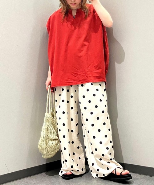 Q（キュー）の「ドット麻混パンツ（その他パンツ・レディース・ブラック系/カーキ系・MEDIUM）」の18枚目の写真