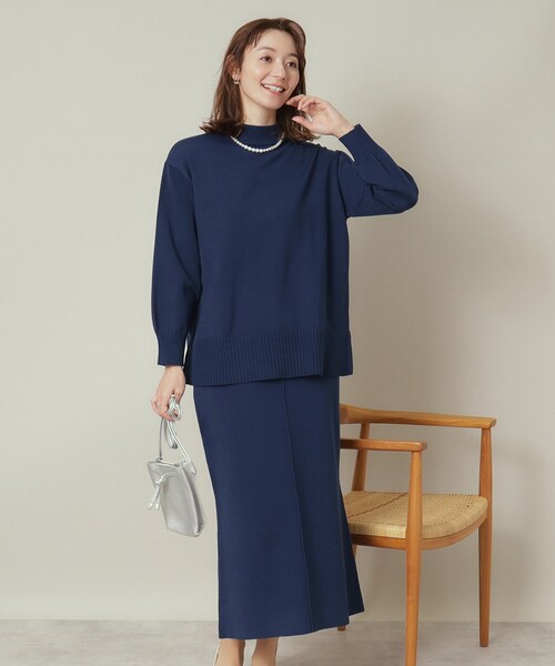 ITS'DEMO（イッツデモ）の「【通勤／手洗い可】ボトルネック×タイトスカートセットアップ（セットアップ・レディース・ピンク/サックスブルー/ベージュ/ネイビー・00）」の3枚目の写真