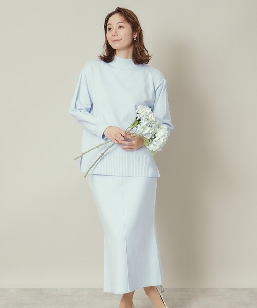 ITS'DEMO（イッツデモ）の「【通勤／手洗い可】ボトルネック×タイトスカートセットアップ（セットアップ・レディース・ピンク/サックスブルー/ベージュ/ネイビー・00）」の4枚目の写真