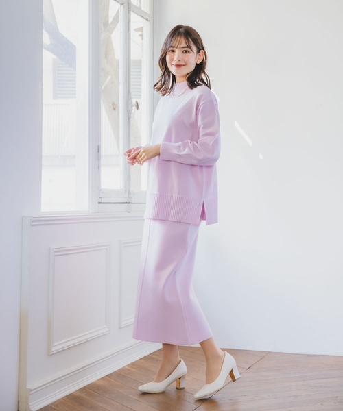 ITS'DEMO（イッツデモ）の「【通勤／手洗い可】ボトルネック×タイトスカートセットアップ（セットアップ・レディース・ピンク/サックスブルー/ベージュ/ネイビー・00）」の5枚目の写真