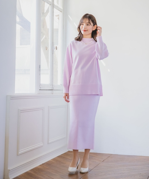 ITS'DEMO（イッツデモ）の「【通勤／手洗い可】ボトルネック×タイトスカートセットアップ（セットアップ・レディース・ピンク/サックスブルー/ベージュ/ネイビー・00）」の6枚目の写真