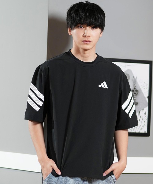 激安通販新作 adidas/アディダス 半袖Tee/半袖Tシャツ スリーストライプ 吸汗 ウェア