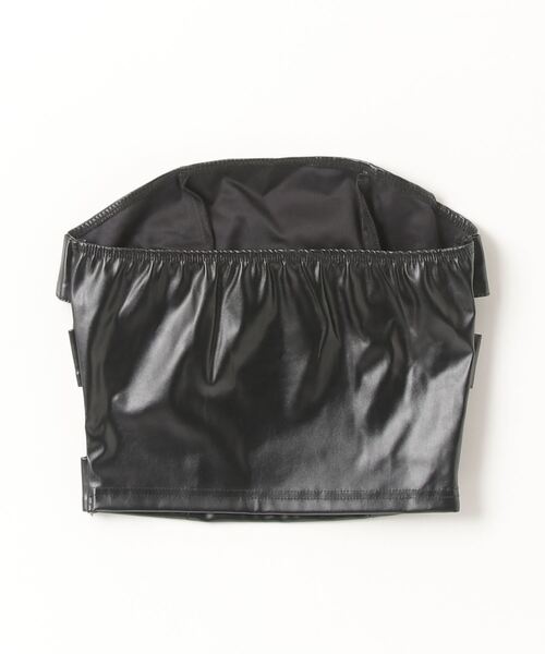 tinkerend（ティンカーエンド）の「Wide Belt Faux Leather Tube Top / ワイドベルトフェイクレザーチューブトップ（チューブトップ・レディース・ブラック・1/2）」の2枚目の写真