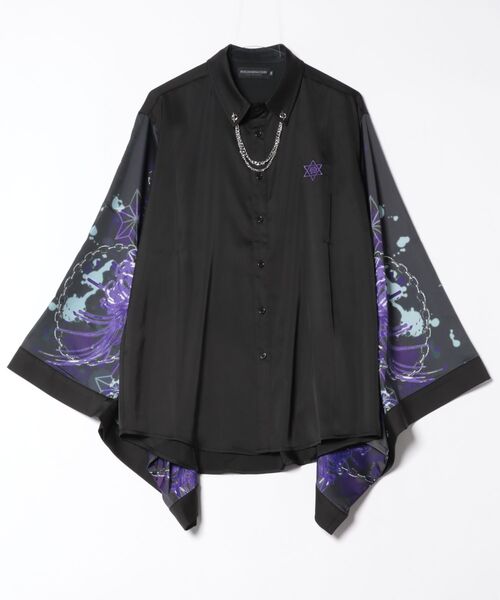 PSYCHO NATION (サイコネーション) 振袖チェーンシャツ PSYCHO NATION(サイコネーション)振袖チェーンシャツ - Purple