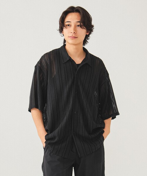 BEAMS（ビームス）の「メッシュ オープンカラーシャツ（シャツ/ブラウス・メンズ・ベージュ/ブラック系その他4・XL/L/M/S）」の6枚目の写真