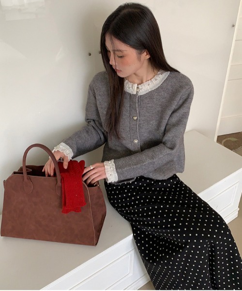 ELOOPS(イーループス)の「【ELOOPS】ドット柄 レトロデザイン フレアロングスカート(スカート・レディース・ブラック・M/S/L)」の18枚目の写真