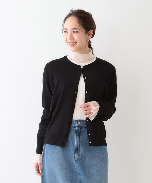 DRESKIP（ドレスキップ）の「【洗える/S-LL】ビジューボタンで華やかさをプラスする きれいめニットカーディガン【CIRCRIC】（カーディガン/ボレロ・レディース・ブラック/チャコールグレー/ライトベージュ/ライトイエロー系・01/02/03/04）」の17枚目の写真