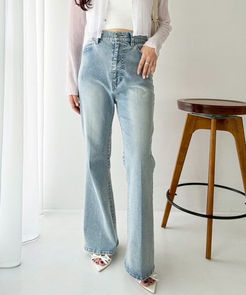 one after another NICE CLAUP(ワンアフターアナザーナイスクラップ)の「美脚ストレッチデニムパンツ(デニムパンツ・レディース・ネイビー/ライトブルー/ブルー・SMALL/MEDIUM)」の2枚目の写真