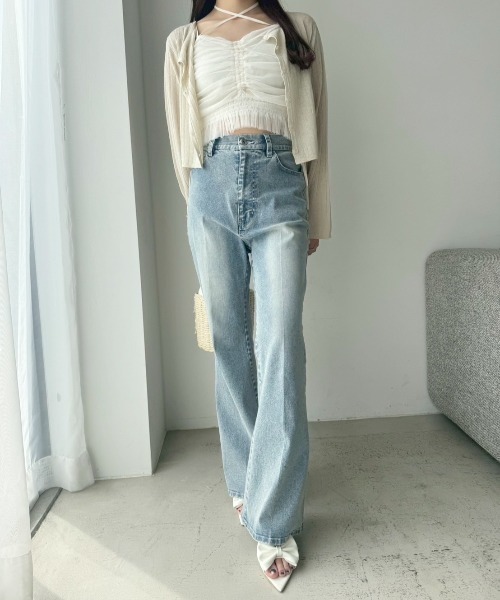 one after another NICE CLAUP(ワンアフターアナザーナイスクラップ)の「美脚ストレッチデニムパンツ(デニムパンツ・レディース・ネイビー/ライトブルー/ブルー・SMALL/MEDIUM)」の5枚目の写真