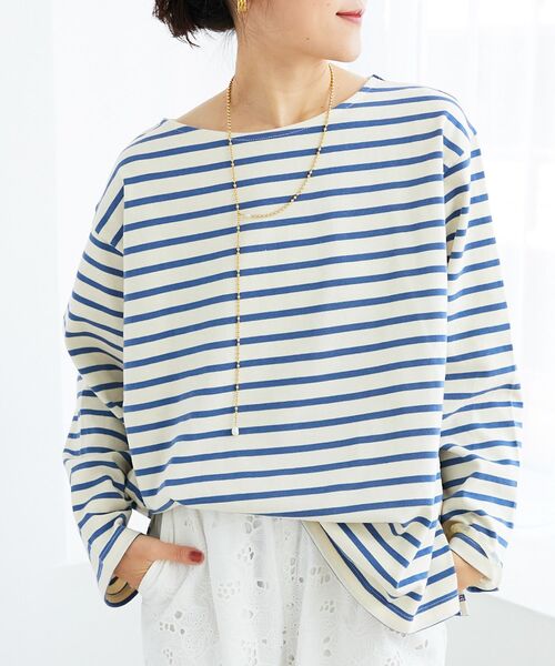 le.coeur blanc（ルクールブラン）の「バスクボーダーロンT（Tシャツ/カットソー・レディース・レッド系その他2/イエロー系その他/ブルー系その他2/ブルー系その他3/ブルー系その他4・38）」の2枚目の写真