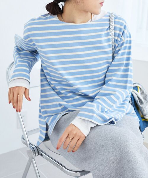 le.coeur blanc（ルクールブラン）の「バスクボーダーロンT（Tシャツ/カットソー・レディース・レッド系その他2/イエロー系その他/ブルー系その他2/ブルー系その他3/ブルー系その他4・38）」の3枚目の写真