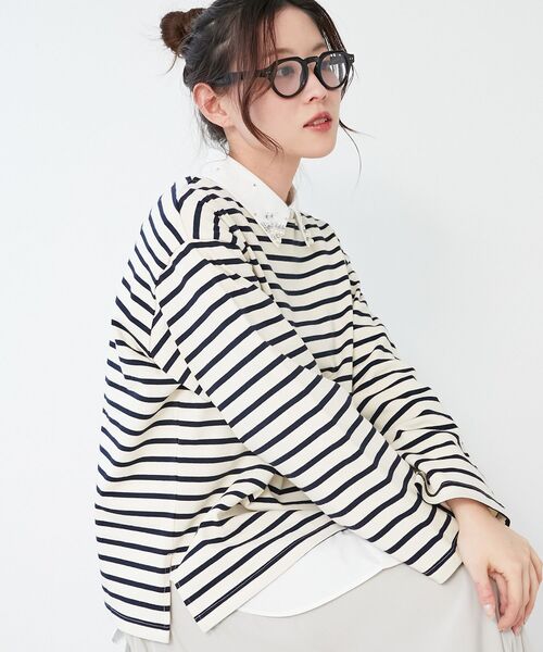 le.coeur blanc（ルクールブラン）の「バスクボーダーロンT（Tシャツ/カットソー・レディース・レッド系その他2/イエロー系その他/ブルー系その他2/ブルー系その他3/ブルー系その他4・38）」の4枚目の写真