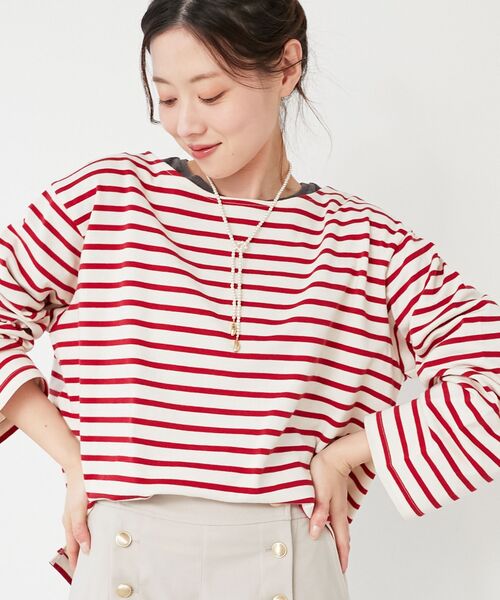 le.coeur blanc（ルクールブラン）の「バスクボーダーロンT（Tシャツ/カットソー・レディース・レッド系その他2/イエロー系その他/ブルー系その他2/ブルー系その他3/ブルー系その他4・38）」の5枚目の写真